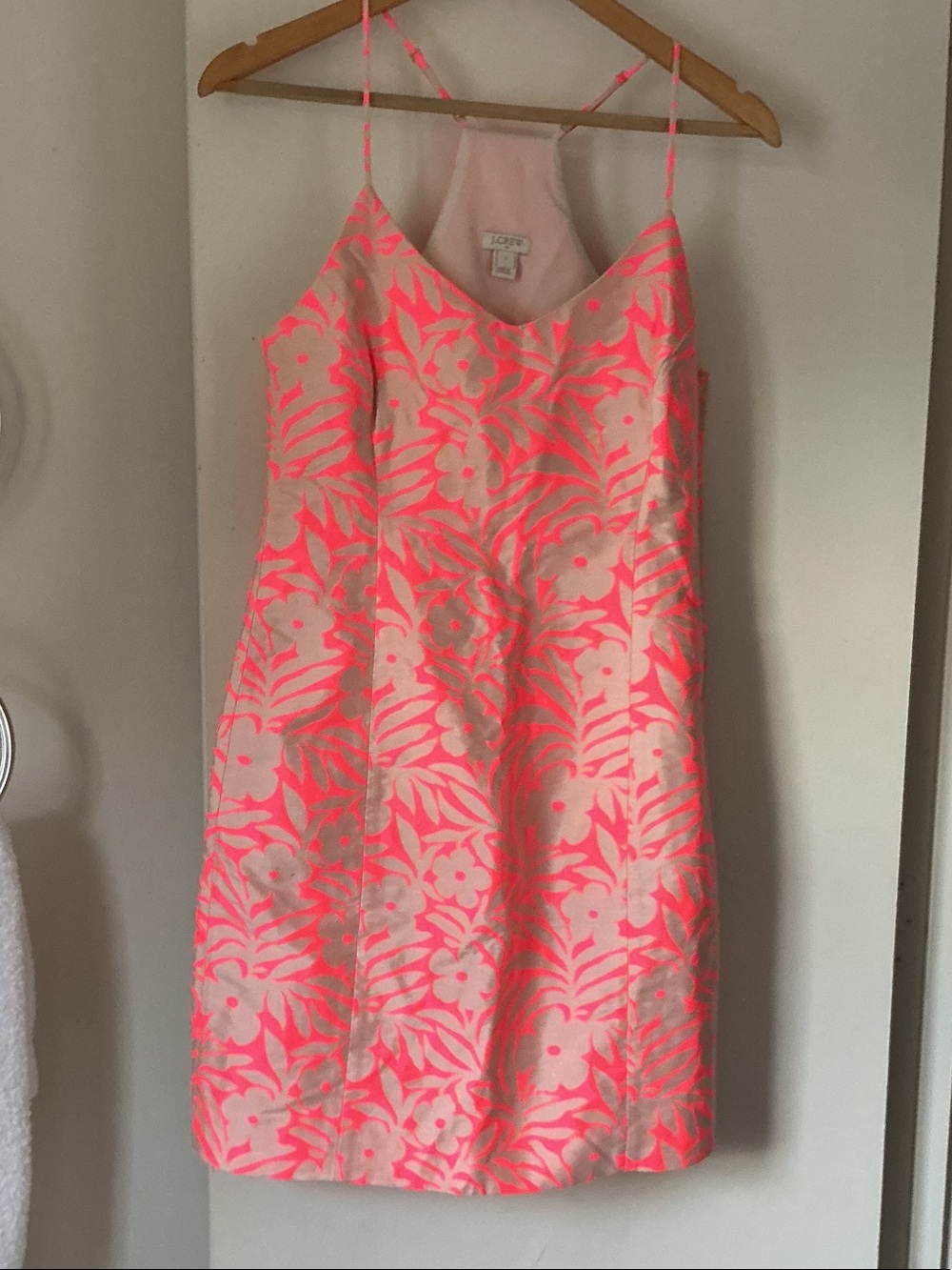 J.CREW Neon Pink Floral Shift Dress - Women's Summer Slip Dress